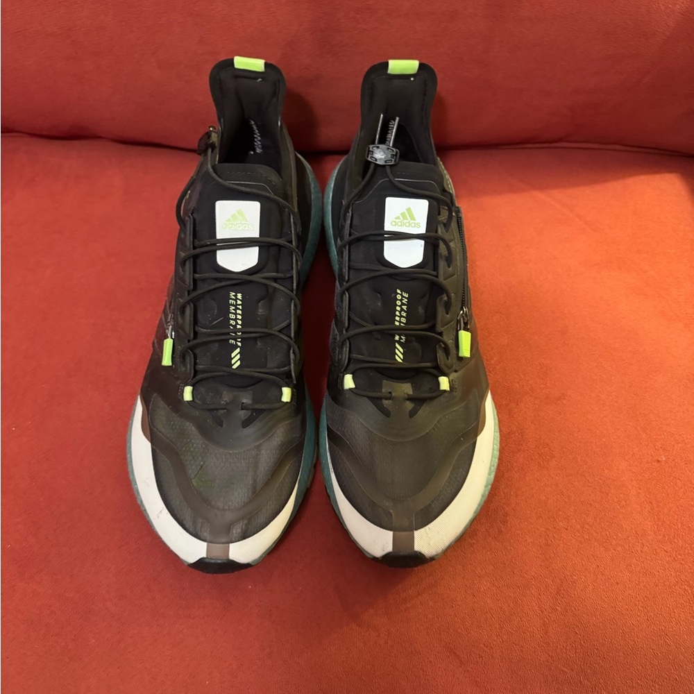 Adidas Black and Neon Green Athletic Shoes Size 13